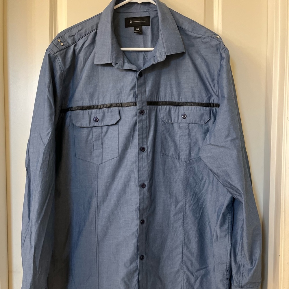 INC International Concepts Chambray Blue Shirt XL